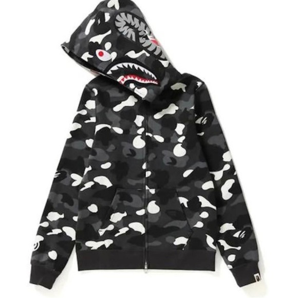 BAPE CITY CAMO SHARK WIDE FULL ZIP DOUBLE HOODIE - Picture 4 of 4
